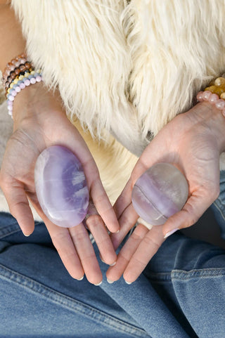 Lavender Light Fluorite Palm Stone