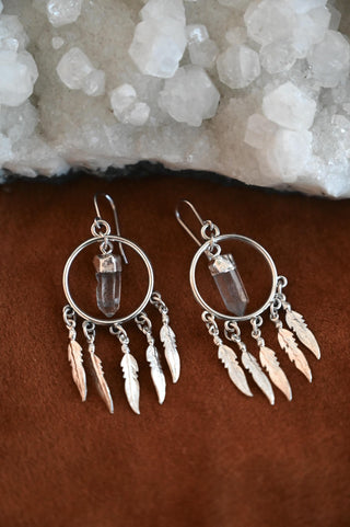 Crystal Air Quartz Feather Earrings