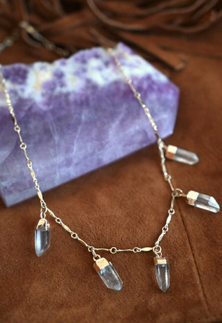 Stepping Stones Quartz Gold Necklace