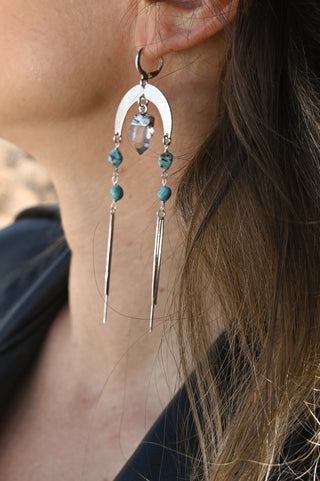 Freedom To Shine Turquoise & Quartz Silver Earrings