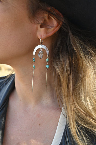 Freedom To Shine Turquoise & Quartz Silver Earrings