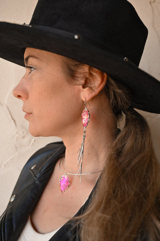Live Out Loud Pink Aura Quartz Silver Earrings