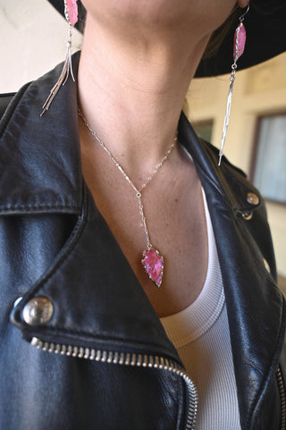 Live Out Loud Pink Aura Quartz Silver Necklace