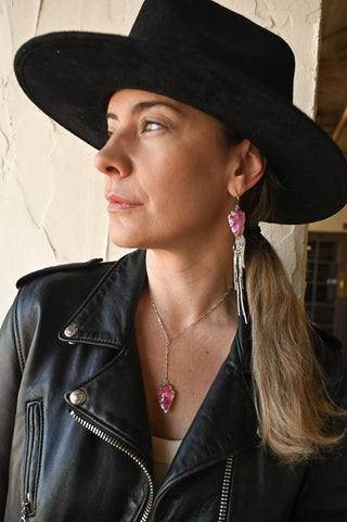 Live Out Loud Pink Aura Quartz Silver Jewelry Set
