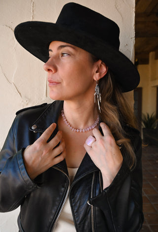 The Rise Aura Agate Silver Feather Earrings