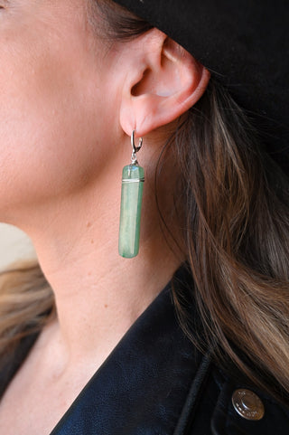 Heart First Aventurine Silver Earrings
