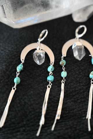Freedom To Shine Turquoise & Quartz Silver Earrings
