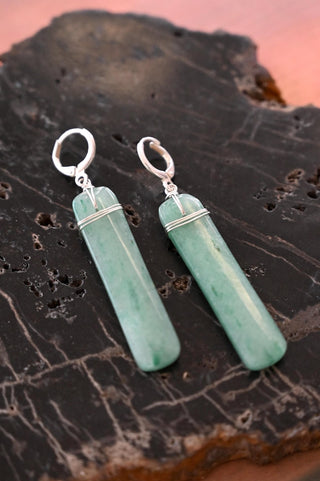 Heart First Aventurine Silver Earrings