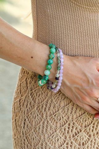Grounded Heart Green Fire Agate Bracelet