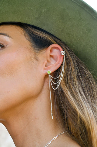 Forest Glow Peridot Ear Cuffs