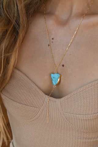 Peaceful Energy Howlite Gold Lariat Necklace