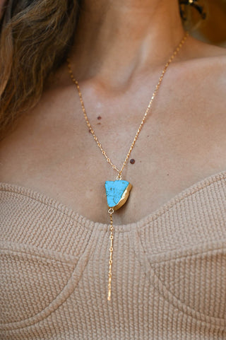 Peaceful Energy Howlite Gold Lariat Necklace