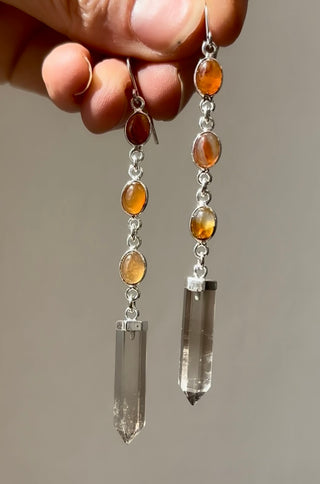 Desert Fire Carnelian & Smoky Quartz Earrings