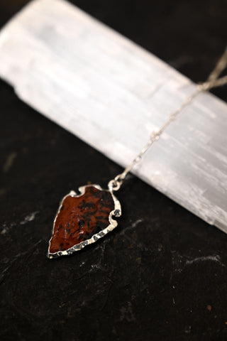 Grounded And Grateful Mahogany Obsidian Silver Lariat Necklace