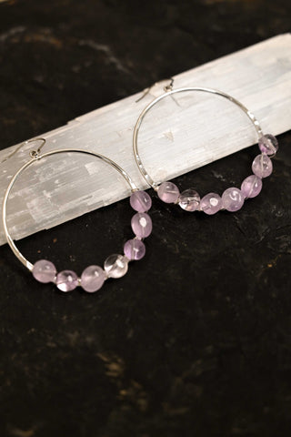 Awakening Amethyst Silver Hoop Earrings