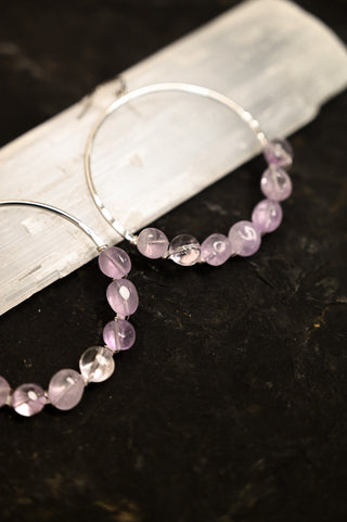 Awakening Amethyst Silver Hoop Earrings