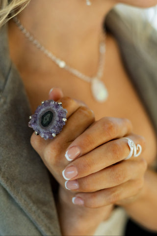 Crystal Vision Amethyst Stalactite Sterling Silver Ring