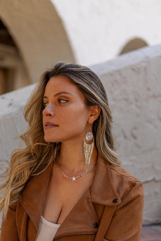 Wild & Free Girl Silver Fringe Aura Earrings