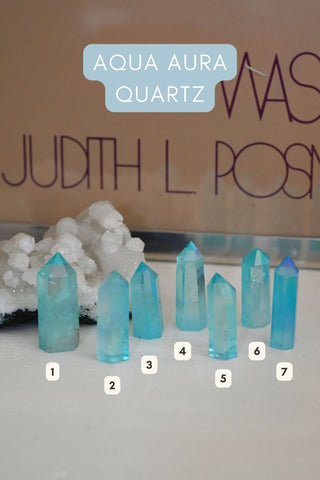 Bright Spirit Aqua Aura Quartz Crystal Tower