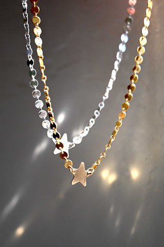 gold star gold disc chain necklace