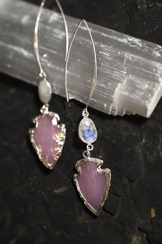 Free In Myself Aura Rose Quartz Silver Earrings