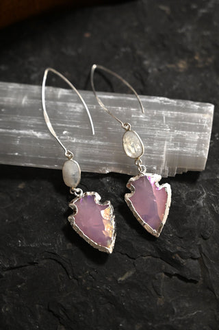 Free In Myself Aura Rose Quartz Silver Earrings