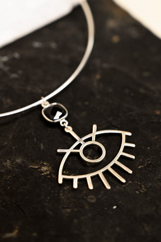 Eye Am Grounded Onyx Silver Necklace