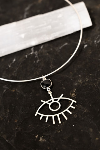 Eye Am Grounded Onyx Silver Necklace
