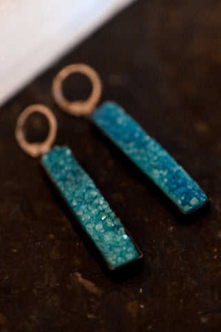 Electric Blue Geode Earrings