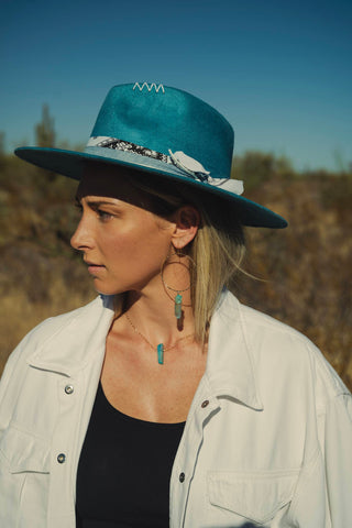 Be The Light Quartz Fedora in Turquoise