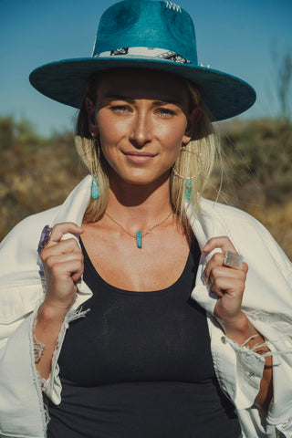 Be The Light Quartz Fedora in Turquoise