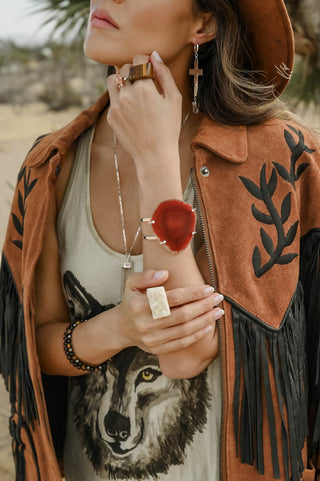 Earth Child Brown Agate Silver Cuff
