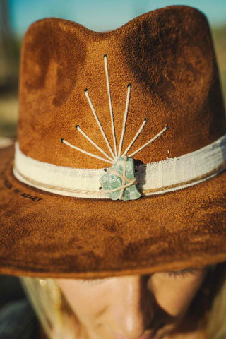 Heart Work Green Quartz Fedora in Brown