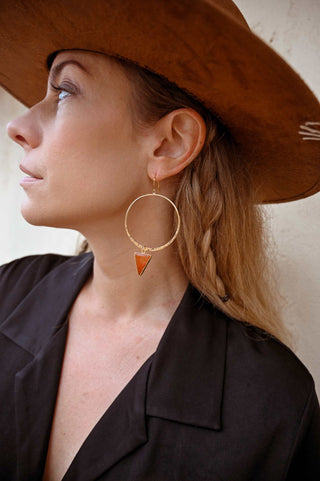 The Spark Carnelian Gold Hoop Earrings