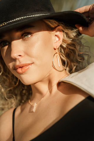 clear quartz gold hoop earrings