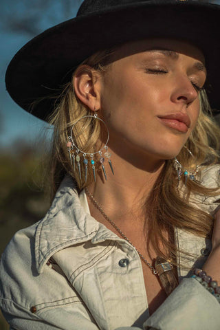 7 Chakra Thriving Silver Hoop Earrings