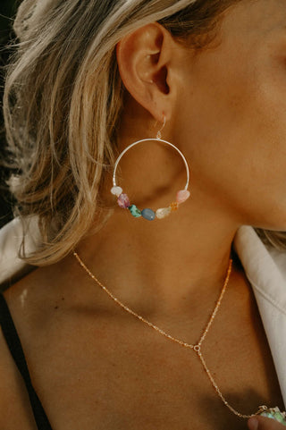 Energetically Aligned 7 Chakra Silver Hoop Earrings