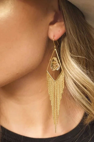 citrine crystal gold dangle earrings