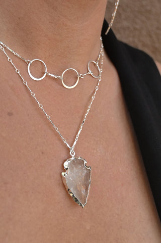 Crystal Clear Quartz Arrowhead Necklace