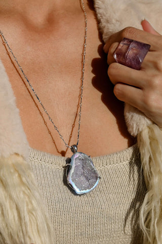 I Am Connected Druzy Agate Silver Necklace