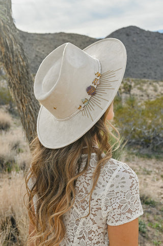 Goddess Energy Crystal Fedora in Off-White