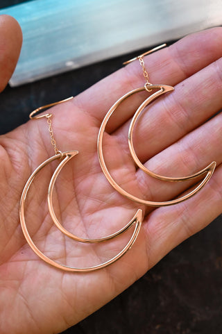 Lighting The Way Gold Moon Earrings