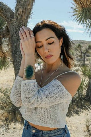 Forever Growing Green Agate Silver Cuff