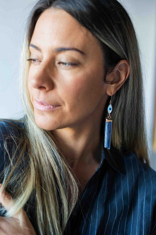Speak Your Truth Evil Eye Kyanite Earrings