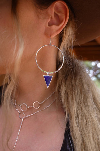 I Trust My Intuition Lapis Lazuli Silver Hoops