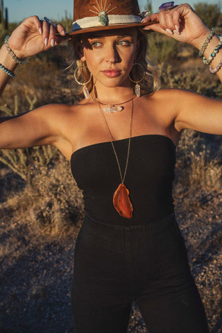 quartz crystal gold collar choker 