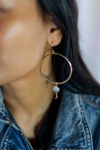 I Am Abundance Moonstone Hoop Earrings