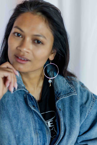 I Am Abundance Moonstone Hoop Earrings
