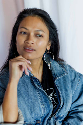I Am Abundance Moonstone Hoop Earrings
