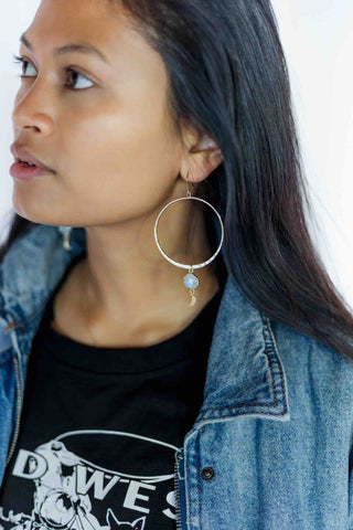 I Am Abundance Moonstone Hoop Earrings